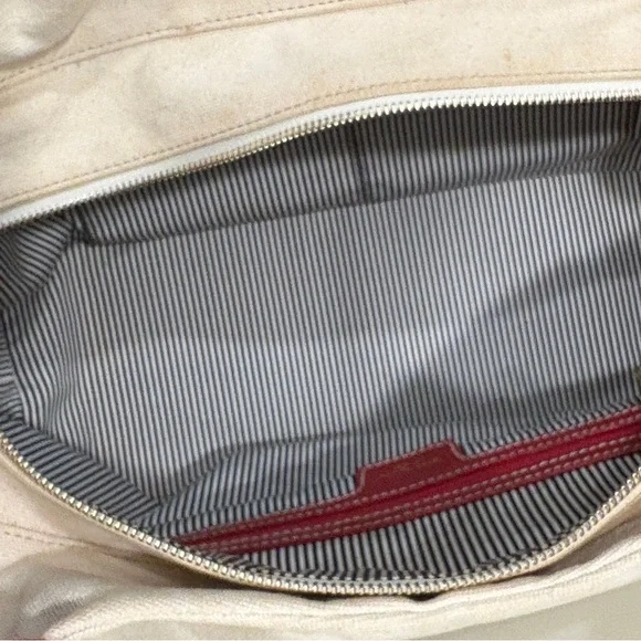 Kate Spade Red Leather & Cream Canvas Kent Stevie Shoulder Bag Satchel Sample - Picture 13 of 16